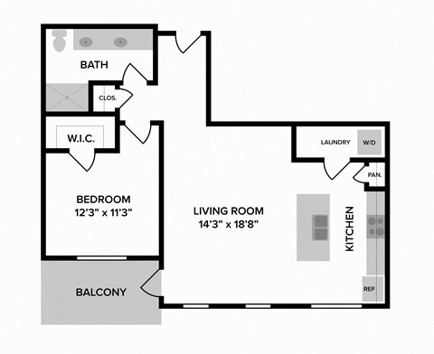 1 bed 1 bath Suffolk Floor Plan at The Ridge, Cincinnati Ohio